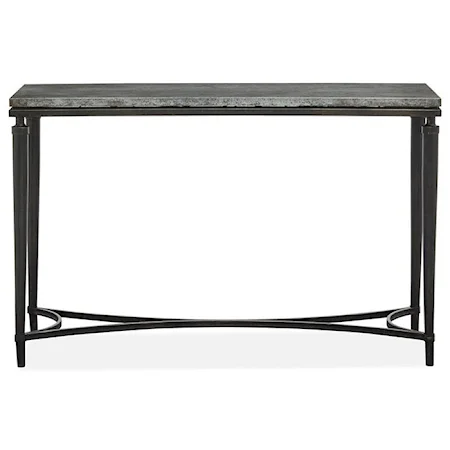 Transitional Sofa Table with Curved Metal Base